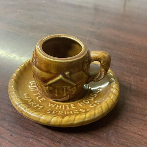 Vintage Golden Aspen by Thrifco Souvenir Cup & Saucer Warm Spring Little White